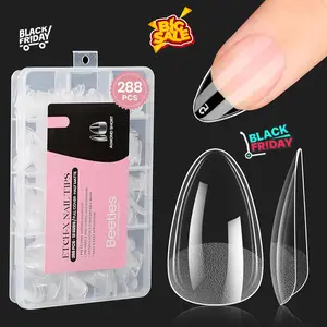 Beetles Thin Extension Nail Tips,  Almond Coffin Square Oval Stiletto Squoval Shape Acrylic Gel False Nail Tips DIY Nails Art sets Matte Professional  Fall Nail Halloween Nail Black Friday Winter Nail Christmas Gift