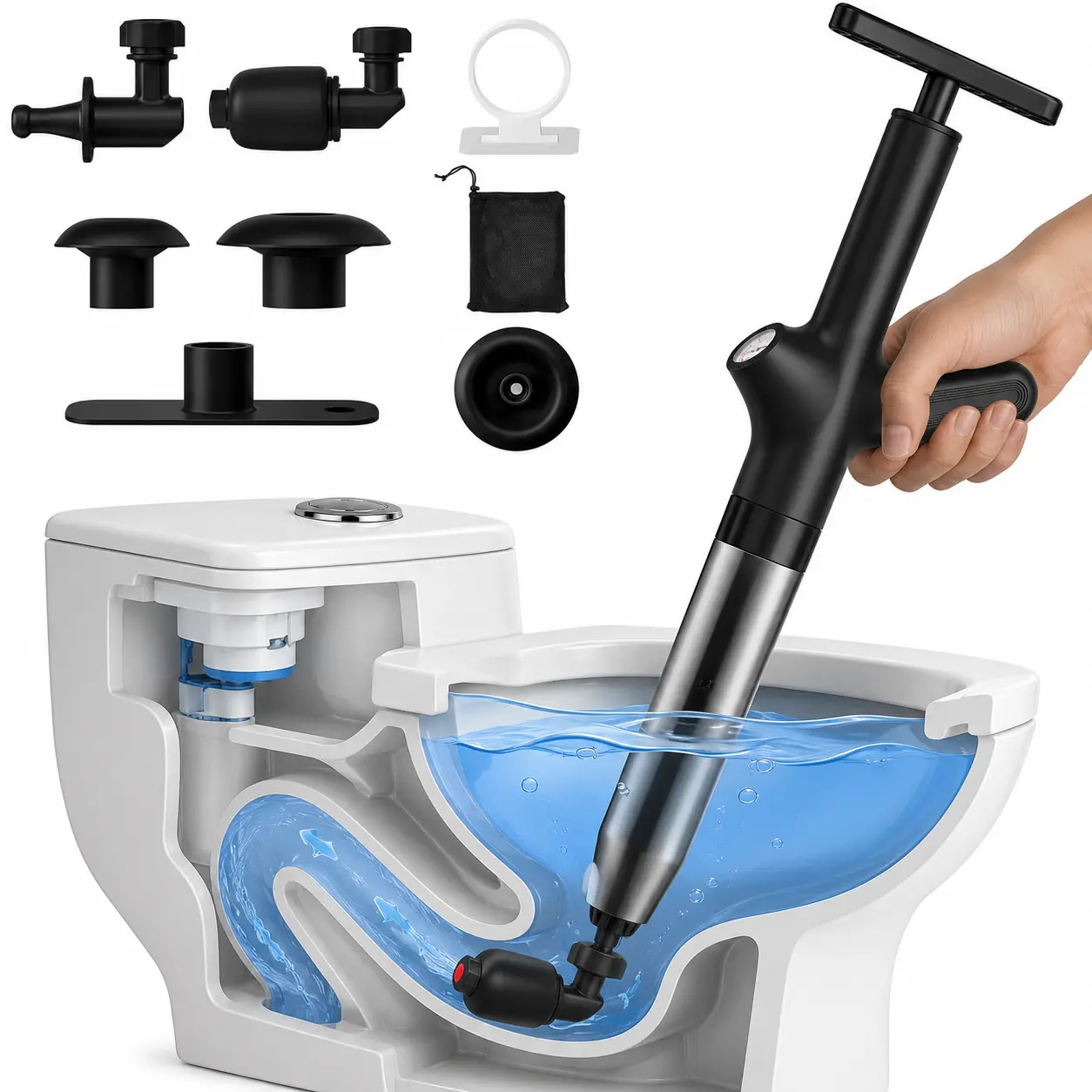 Toilet Plunger Drain Clog Remover High Pressure Air Plunger & Heavy Duty Toilet for Bathroom,Sink - Unclogging Tool