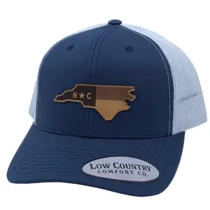 North Carolina Flag Light Leather Patch Hat Navy/White