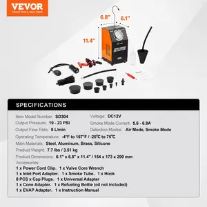 VEVOR Automotive Smoke Machine Leak Detector, EVAP Smoke Machine Leak Tester with Built-in Air Pump and Pressure Gauge, Dual-Mode Vacuum Pipe Fuel Diagnostic Detector for DC12V Cars, Trucks, ATVs