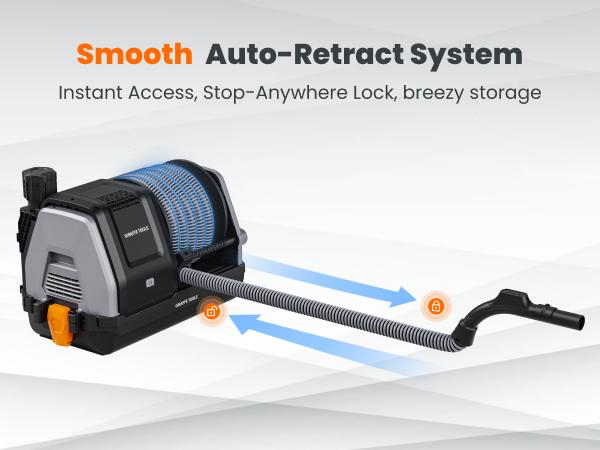 Giraffe Tools Grandstorm Vacuum Cleaner 30ft Retractable Powerful Wet Dry Home Garage Cleaning with 6 Nozzles & 4 4.5 Gallon Dustbin Capacity