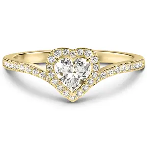 Crowned Heart Majesty 18K Gold Moissanite Gold Plated Ring VVS1 Clarity D Color 3EX Cut