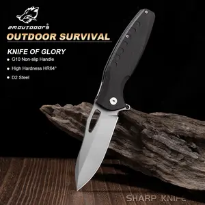 High-end folding knife, G10 handle, D2 stainless steel blade, EDC multi-function tool, outdoor convenience tool, heavy-duty pocket knife, user-friendly and durable design, fruit knife