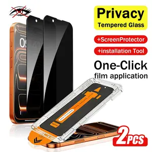 2pcs Privacy Screen Protector for iphone 17 Pro Max/17 Air/16e/17/16/15/14/13/12/11 Pro/Pro Max/Plus/Mini/XR/X/XS/Xs Max/7/8/se.Automatic Positioning Stickers,Dustproof,Anti-Fingerprint,Bubble-Free,Easy to Install
