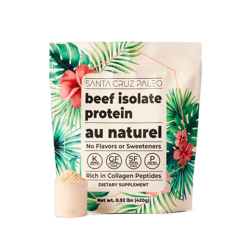 Santa Cruz Paleo Grass-Fed Grass-Finished Beef Isolate Protein Bag | Zero Artificial Additives | All-Natural | Chocolate | Horchata | Au Naturale | Flavors