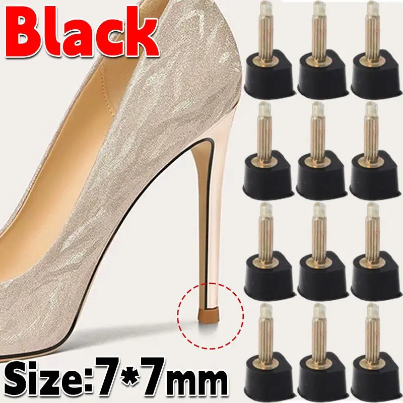 10pcs New High Heel Repair Tips Pins For Women Black Shoes High Heel Tips Taps Dowel Lifts Replacement Heel Stoppers Protectors