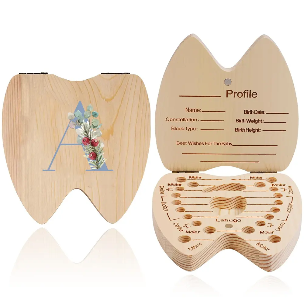 Dental Tooth Storage Box, Wooden Waterproof Dustproof Design, Perfect Gift for Kids & Adults, Keeps Fallen Teeth Safe