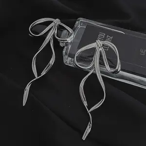 Retro personality creative bow long ribbon earrings niche simple fashion daily accessories