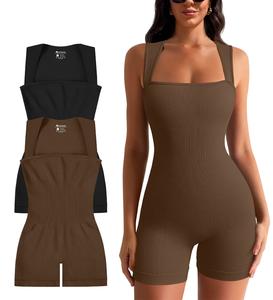 OQQ Women 2 Piece Casual Rompers Yoga Stretch Strappy Square Neck Sleeveless Exercise Rompers Springtok Outdoorfun