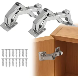 HBL' 170° Soft Close Cabinet Hinges, Wide Opening Hydraulic Cupboard Hinges for Thick Cabinet Doors, Angle Overlay, 4 Pack