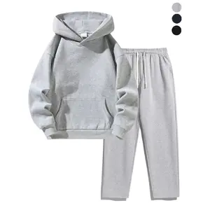 Men's Plain Two-Piece Sweatsuit Set, Casual Fashion Set, Fitted Casual Long Sleeve Hoodie & Drawstring Pants, Thick Fabric for Fall Winter, Daily Wear Essentials