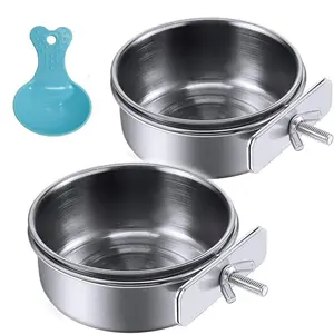 2Pack Parrot Feeding Cups Birds Food Dish Stainless Steel Parrot Feeders Water Cage Bowls with Clamp Holder for Cockatiel Conure Budgies Parakeet Parrot Macaw Small Animal Chinchilla - Tools & Hardware.