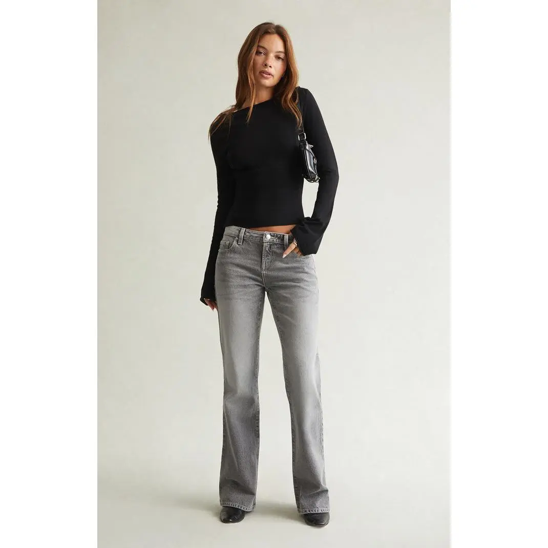 Pacsun Women's Jade Low Rise Bootcut Jeans Light Gray