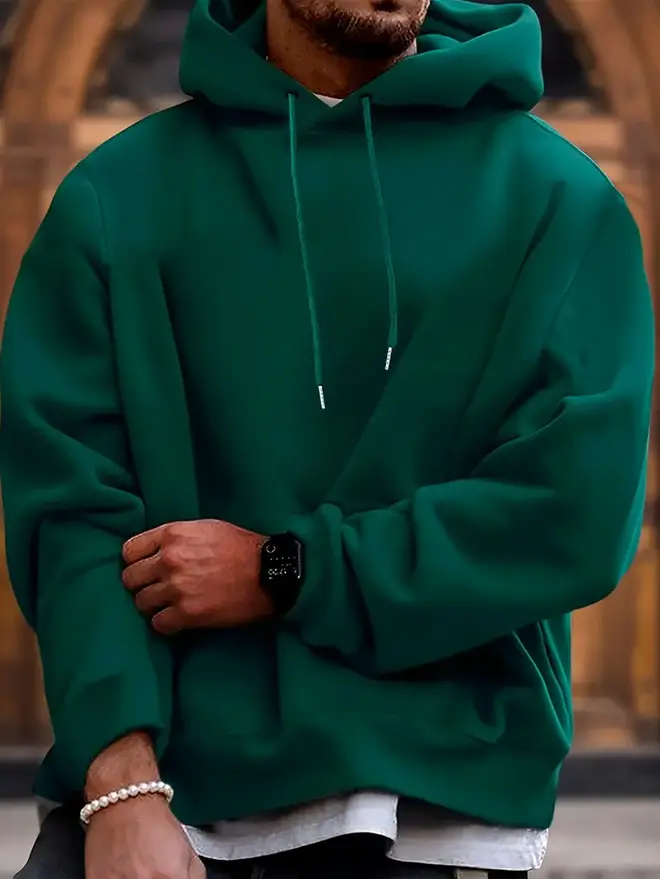 Men's Solid Color Hooded Jumper Menswear Sweaters Tops Underwear