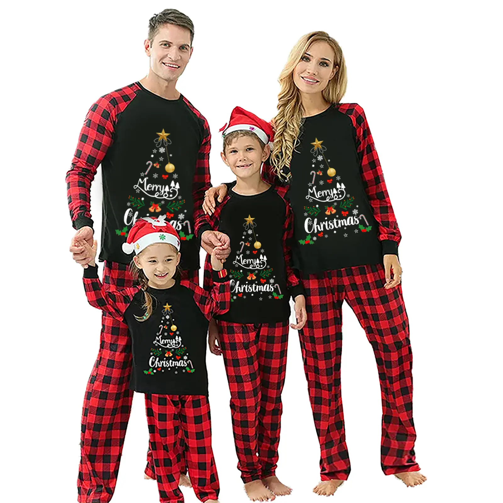 FOCUSNORM Christmas Pajamas For Family, Cute Christmas Tree Xmas Pajamas Family Christmas Pjs Matching Sets Holiday Nightwear Jammies