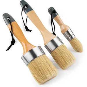 Chalk  Brushes, 3 Pack Wax Brush Set, Round  Brush Use with  Paints,  Bristle Brush for Painting, Stencils, Waxing,  Decor, DIY Art Crafts