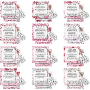 24 Pack Christian Comfort Gift for Mother Mom Pocket Prayer Quilt Religious Inspirational Prayer Quilt with Cross Inside Sympathy Healing Cloth Panel for Cancer Patient Church Scripture