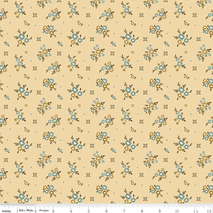 Renew Floral Yellow Fabric by the Yard or Fat Quarter - Sandy Gervais for Riley Blake Designs
