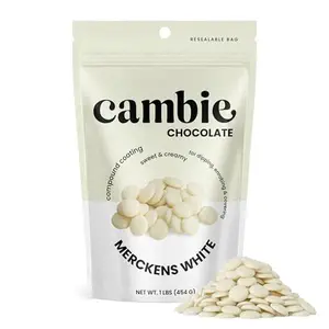 Merckens White Melting Chocolate - 1 Pound of Premium Quality White Candy Melts to make Dubai Chocolate Bar, Cake Pops, Cocoa Bombs, & Homemade Desserts