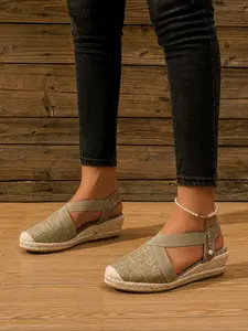 Women's Fashion Lightweight Slip-On Shoes, Casual Style Deep Backless Design, Comfortable Textile Material for Daily Wear