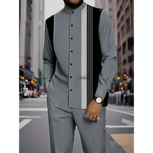 Men's Long Sleeve Shirt and Pants Set for Casual Streetwear Ideal for Spring or Autumn Outdoor Activities