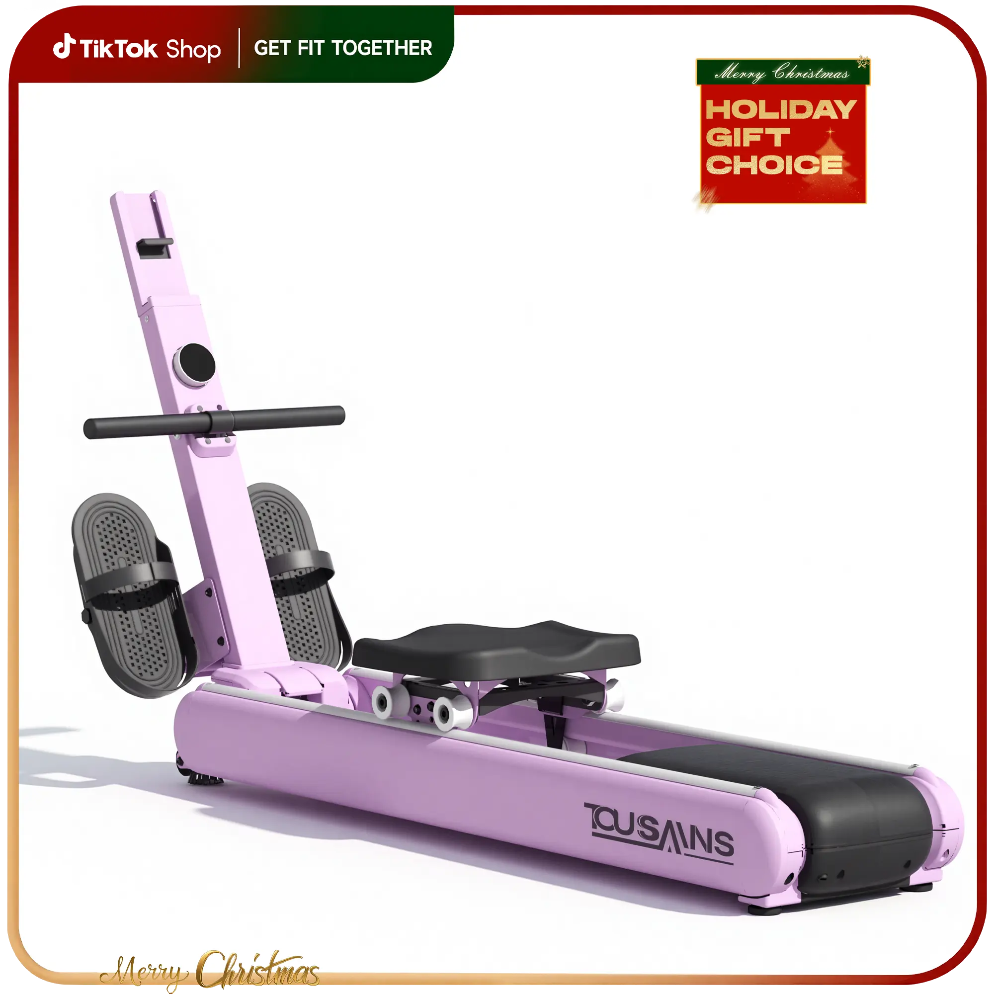 TOUSAINS Indoor Rowing Machine - 32-Level Magnetic Resistance Rower, 400 lbs Weight Capacity, Tablet Holder, Compact and Easy Storage for Full Body Gym Workouts, Rowing Machines, Dual-Rail System