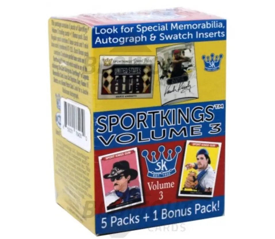 2022 SPORTKINGS VOLUME 3 BLASTER BOX - LOOK FOR SPECIAL MEMORABILIA AUTOGRAPH & SWATCH INSERTS -  5 PACKS + 1 BONUS PACK!