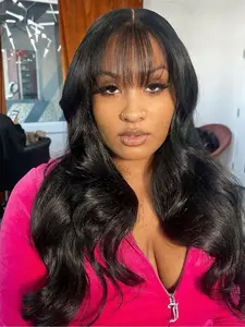 Body Wave Glueless Wig Human Hair Wig with Bangs Full Machine Made Easy to Wear Non-Lace Wig Suit Any Occasions