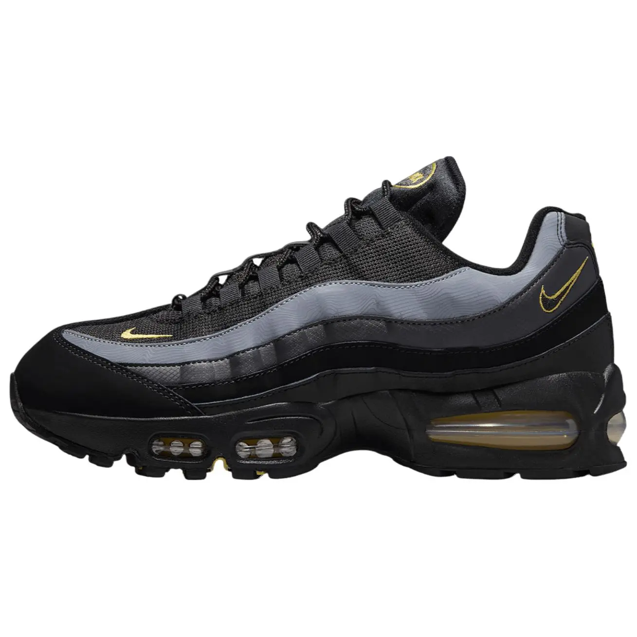 NIKE Air Max 95 OG 'Batman' Men's Leather Comfort Shoe, Classic Retro Sneaker with Snug Fit for Casual Wear, High-Top Sneakers, Footwear