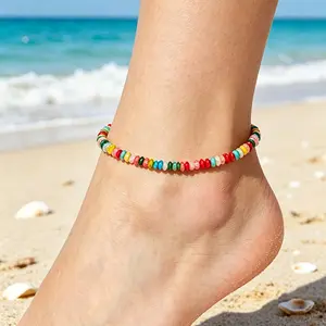 Colorful Beaded Anklet for Women Boho Summer Beach Anklet Bracelet Waterproof Dainty Boot Jewelry