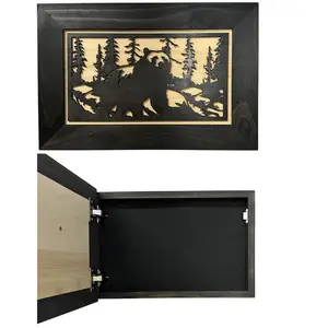Hidden Black Bear Wall-Mounted Personal Protection Cabinet – Safe Hidden Storage for Firearms