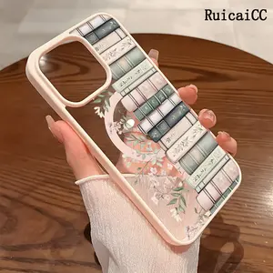 Premium Magnetic Phone Cases for iPhone11/12/13/14/15/16//17/Air/promax/Plus Books with Blooms Pattern y2k cased MagSafe Ready, Anti-Fall, Springtok and Ultra-Thin Design | Perfect for Everyday Use Protector Screen Protector Case Protection Smartphone