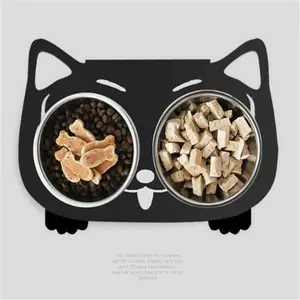 Anti-falling Cat Dog Feeding Water Bowl Stainless Steel Inclined Design Cute Appearance 35cm x 25cm x 80cm Black White Pink Blue