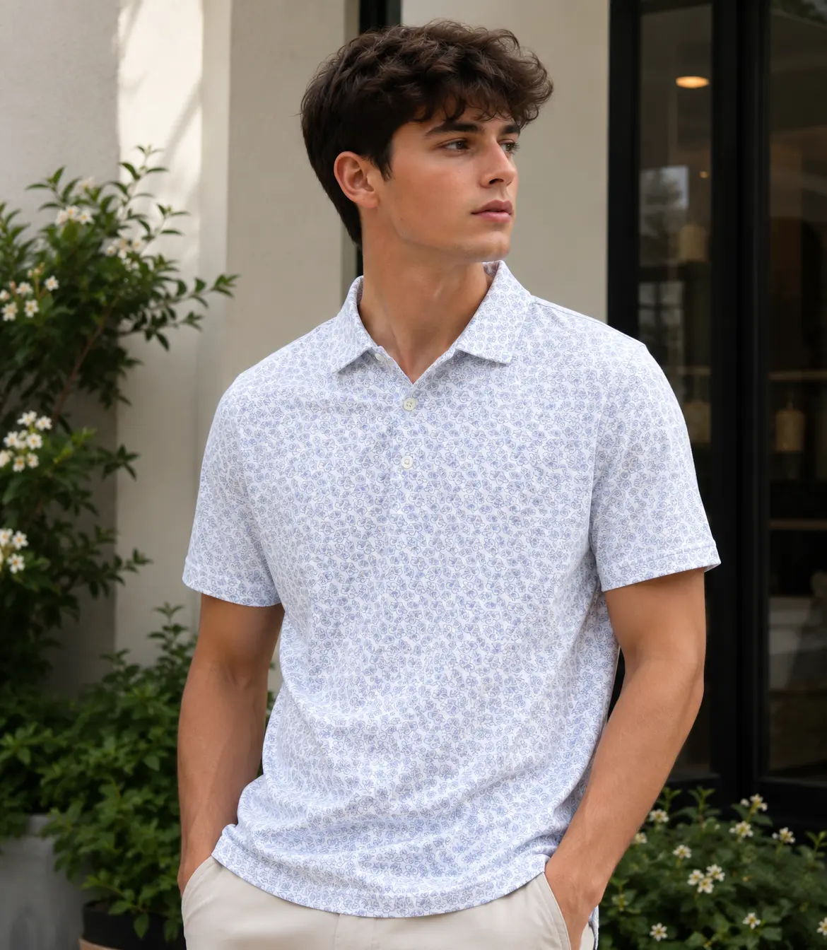 The Island Blossom - Men's Short Sleeve Performance Polo, Golf Polo Shirt, Polo Golf 3D, Style 3D Golf, Golf Clothing, Gifts For Golfers