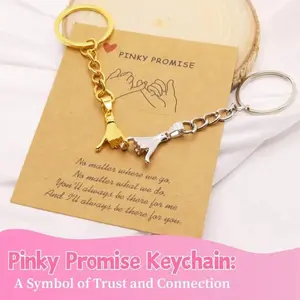 Pinky Promise Couples Keychain Set - 2PC Matching Keychains for Boyfriend Girlfriend Long Distance Gift Ready Packaging