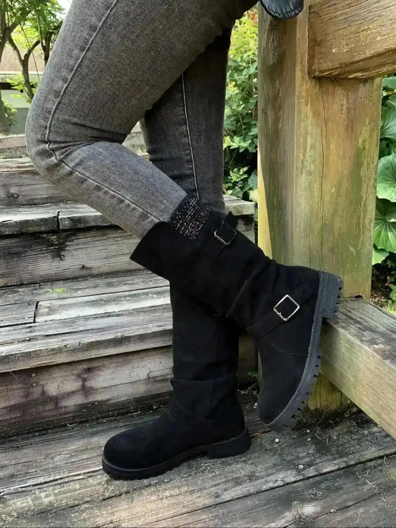 4-color Day Women's boots Warm plush lining oversized elastic collar design mid calf perfectly wrapped around the Style Booties Combat Lace Up Multi Purpose Easy Off Stretch Supportive Chic Shoes Basic" fashion