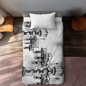Begin Home Decor C1DCTXLWL39W5O Two Crystal Chandeliers - Monochrome Object Twin Size Extra Long Duvet Cover - Decor