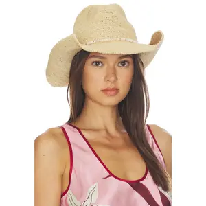 Hat Attack Raffia Cowboy Hat in Neutral & Neutral Bead
