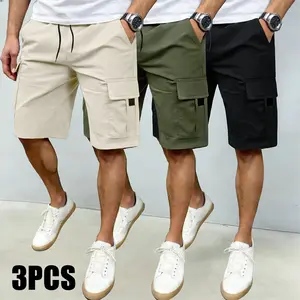Men's Shorts Set - Kakhi Black & Green - Slanted Pockets - Versatile Casual Wear -  Bottoms for Everyday Use Menswear Workpant Overalls shorts men Plain Tropical Beige Gym Stylish