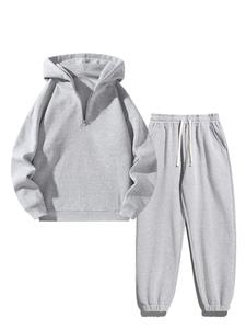 2 counts men's solid zipper two-piece set, streetwear casual wear knitted long sleeve hoodie & drawstring pocket sweatpants suits for fall winter, fashion cozy men's outfits overalls for daily wear grey sweatshirt guy poser hoodie, sets for men clothing