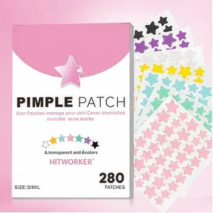 Hitworker Cute Star Acne Patches, 280 Count, 7 Vibrant Colors, S/m/l Multi-Size, Hydrocolloid Pimple Patches, Fun & Invisible Blemish Covers for Face
