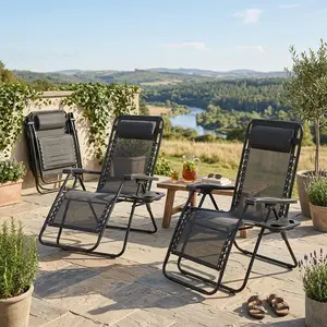 2PC Folding Zero Gravity Chair, Outdoor Reclining Chaise Lounge with Pillow & Cup Holder, Breathable Mesh Steel Frame Sun Tanning Chair, Adjustable Lounge Chair for Beach Patio Yard Pool