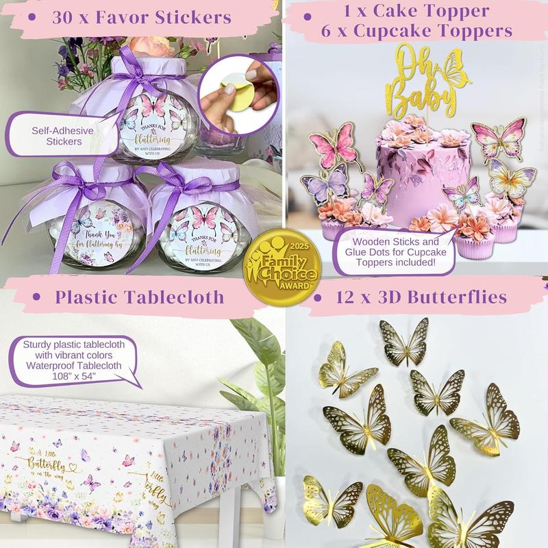 Pink & Purple Butterfly Baby Shower Party Decor