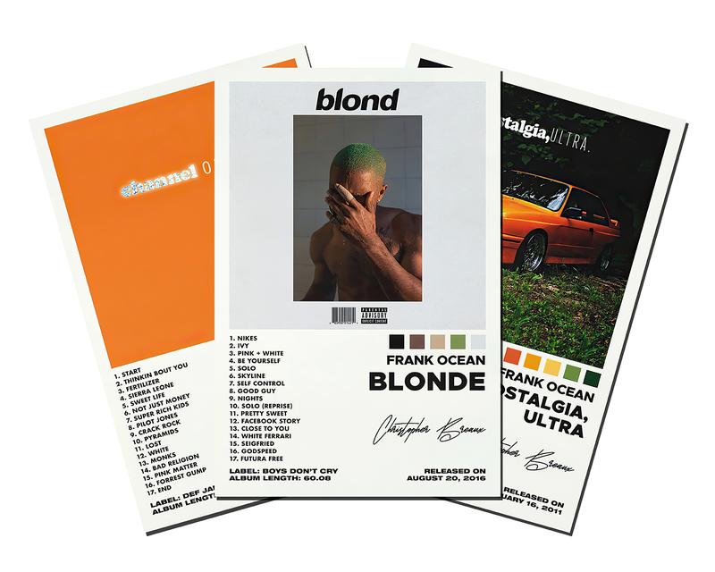 3PS Frank Ocean Canvas Album Covers Art Prints Set of 3 for Wall Decor Featuring Blonde Chanel Orange & Nostalgia Ultra Unframe 8x12in Poster