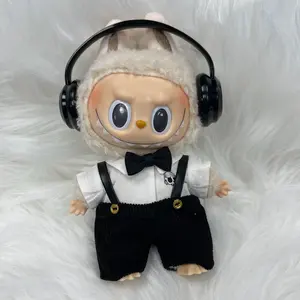 Mini Gentleman Labubu Outfit - 3-Piece Doll Suit Set with Suspenders & Bowtie for Adorable Dolls