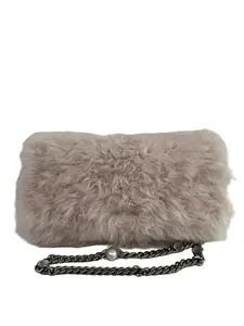 Pre-owned miu miu Pale Pink Faux Fur Chain Crossbody Clutch Bag Pre Owned/WJ06105804/5804