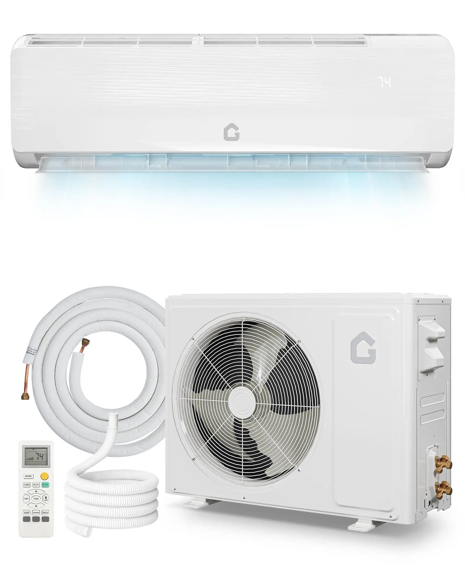 18000 BTU Mini Split Air Conditioner,19 SEER2 Ductless Inverter AC w/ 230V, Cool Up to 1250 Sq. Ft with Heat Pump System,White