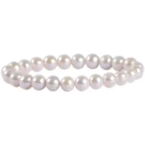 Natural Genuine White Pearl Gemstone 8mm Round Beads Stretch Bracelet 7 Inch Unisex