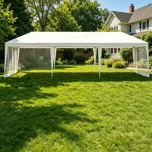 Summer Vibes, 10x20/30 ft Outdoor Party Tent with 6/8 Mesh Sidewalls, Waterproof PE Canopy Gazebo with Mosquito Netting for Backyard Wedding & Patio Events