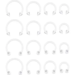 Bioflex Clear Septum Retainer 16g - Clear Septum Ring Lip  for Snake Bites, Spider Bites -  Cartilage Earrings for Daith, Helix, Forward Helix, Tragus, Anti-Tragus, Rook